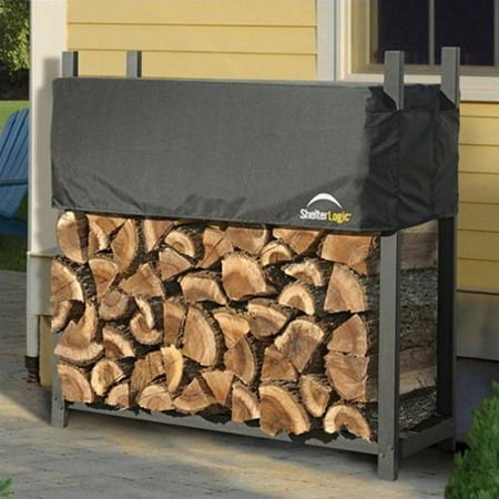 ShelterLogic 4' Ultimate Firewood Rack with Cover in Black