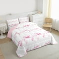 thumbnail image 3 of Manfei Kawaii Bowtie Bedding Comforter Set,Cute Bowknot Ribbon Twin Comforter Sets,Pink White Bow Bedding Set For Girls Teens,Breathable Home Decor Reversible,2-Piece, 3 of 8