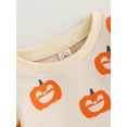 thumbnail image 4 of ZAXARRA Barboteuse Décontractée pour Bébés Filles Col Rond Beige Manches Longues Pull Chandail en Molleton Imprimé Citrouille Vêtements d'Halloween, 4 of 6