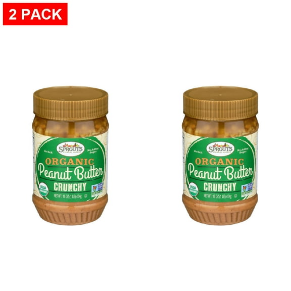 Sprouts Organic Crunchy Peanut Butter 16 oz (Pack of 2)