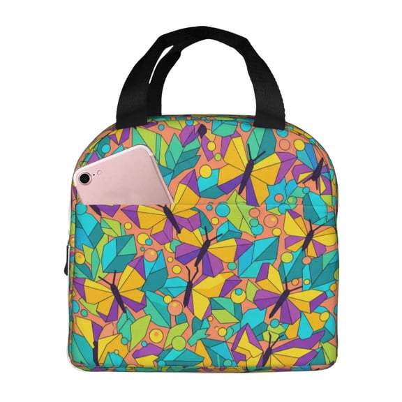 Butterfly Lunch Bag Reusable Zipper Closure Leakproof Insulated Lunch Box Cooler Tote Bag Food Container Snack Bag