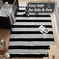 thumbnail image 7 of Pentantan 5ft x 8ft Shag Area Rugs for Living Room, Modern Stripe Fluffy Bedroom Carpet, Black & White, 7 of 7