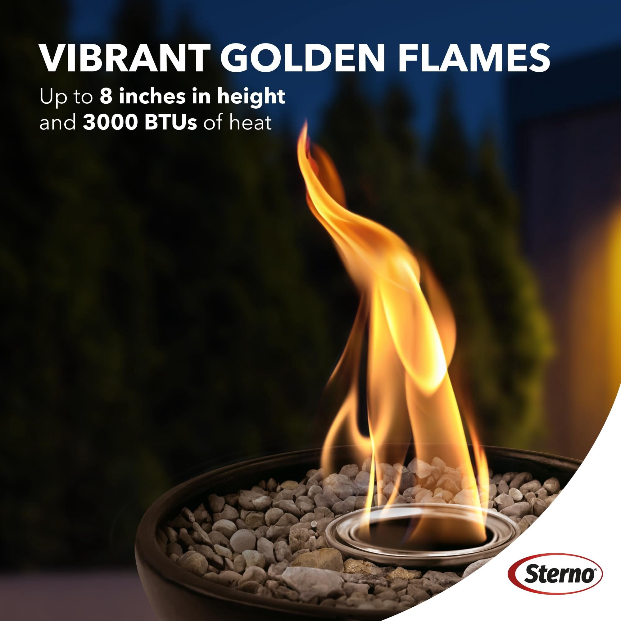 Sterno Fuel Cans 6-Pack Firepit Gel Fuel - 3 Hours of Burn Time, Realistic Wood Crackling Sounds - Smokeless & Odorless, No Ash, & Soot - All-Weather Burner for Indoor Fire Pit & Outdoor Fire Pit