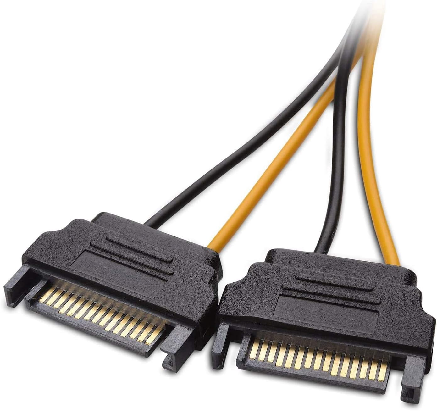HRTGFD-6 Pin PCIe to Dual SATA 15 Pin Male Power Cable, 2X 15-Pin SATA Male to 6 Pin PCI-Express Female Video Card Power Adapter Cable (20CM/8inch)
