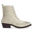 thumbnail image 2 of Lust For Life Portland Boot White Leather Lace Up Pointed Toe Combat Ankle Boot (9), 2 of 6