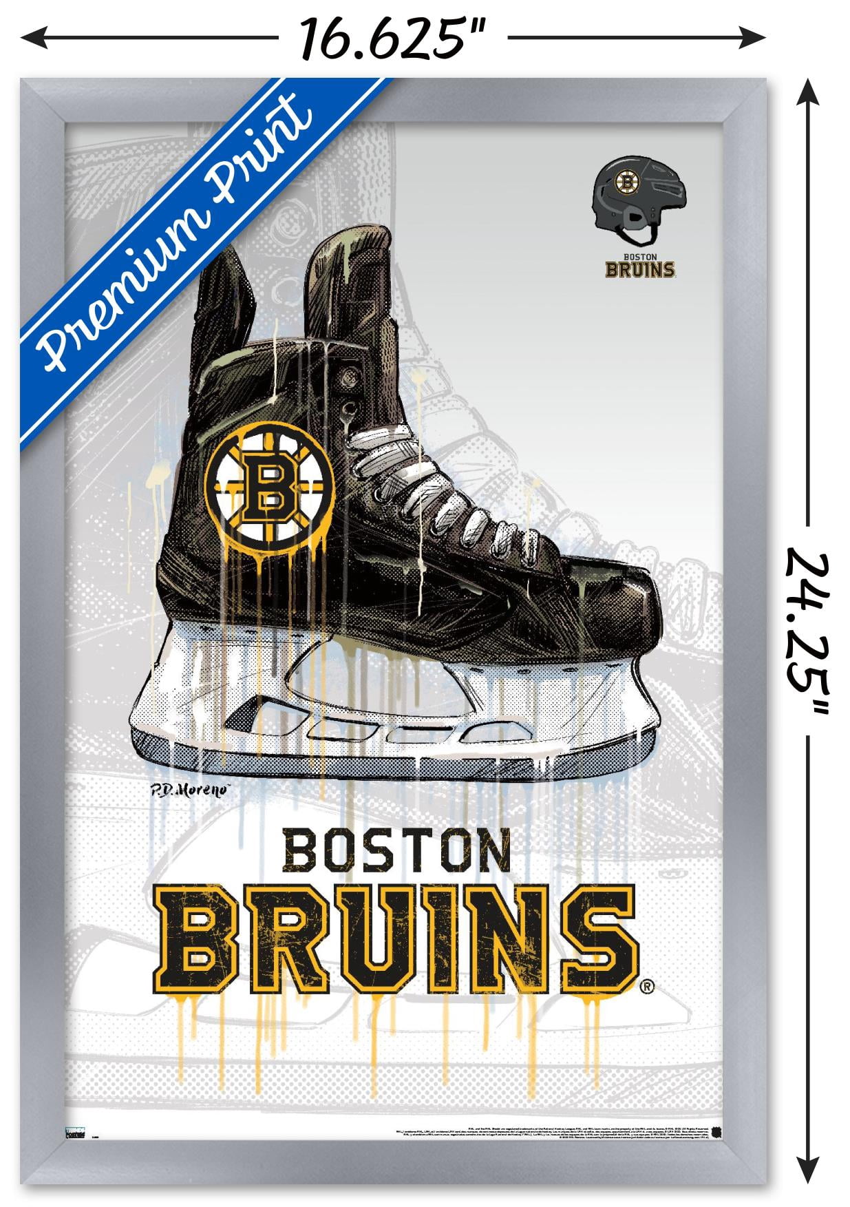 NHL Boston Bruins - Drip Skate 20 Wall Poster, 14.725" x 22.375", Framed