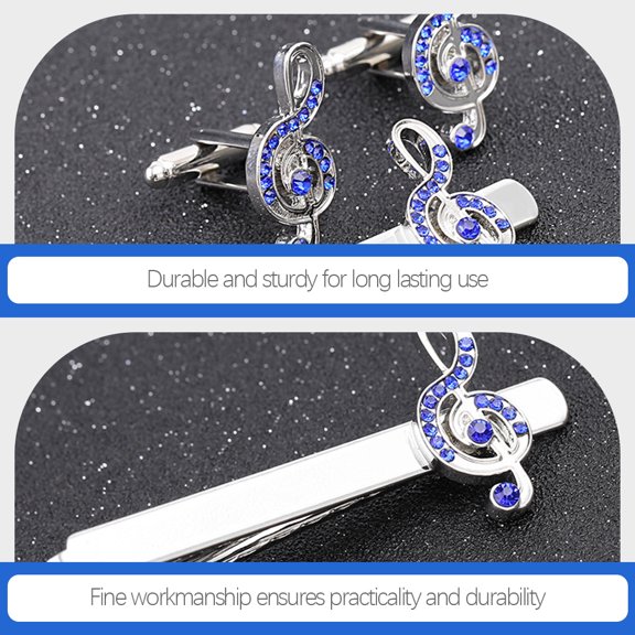 FENGGUIQU 1 Set Sturdy Tie Clip Set Music Note for Men's Daily Life Cufflinks