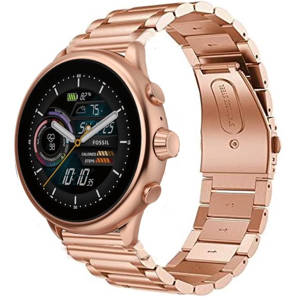 TRAHOO-Compatible for Fossil Gen 6 Wellness Band, Quick Release Stainless Steel Metal Replacement Straps Compatible with Fossil Gen 6 44mm Wellness Smart Watch