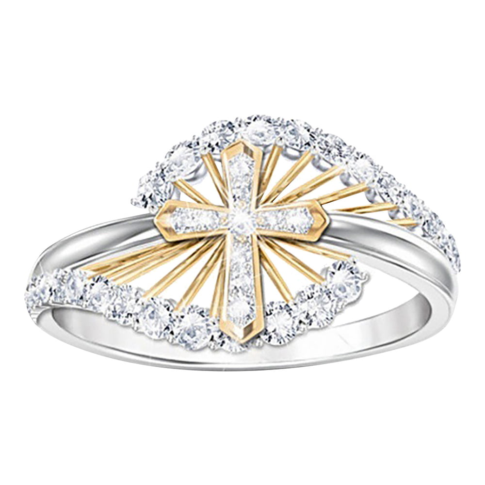 Women /Girl 925 sterling silver Delicate Bless Side Cross Ring /Joint Ring 6-7 