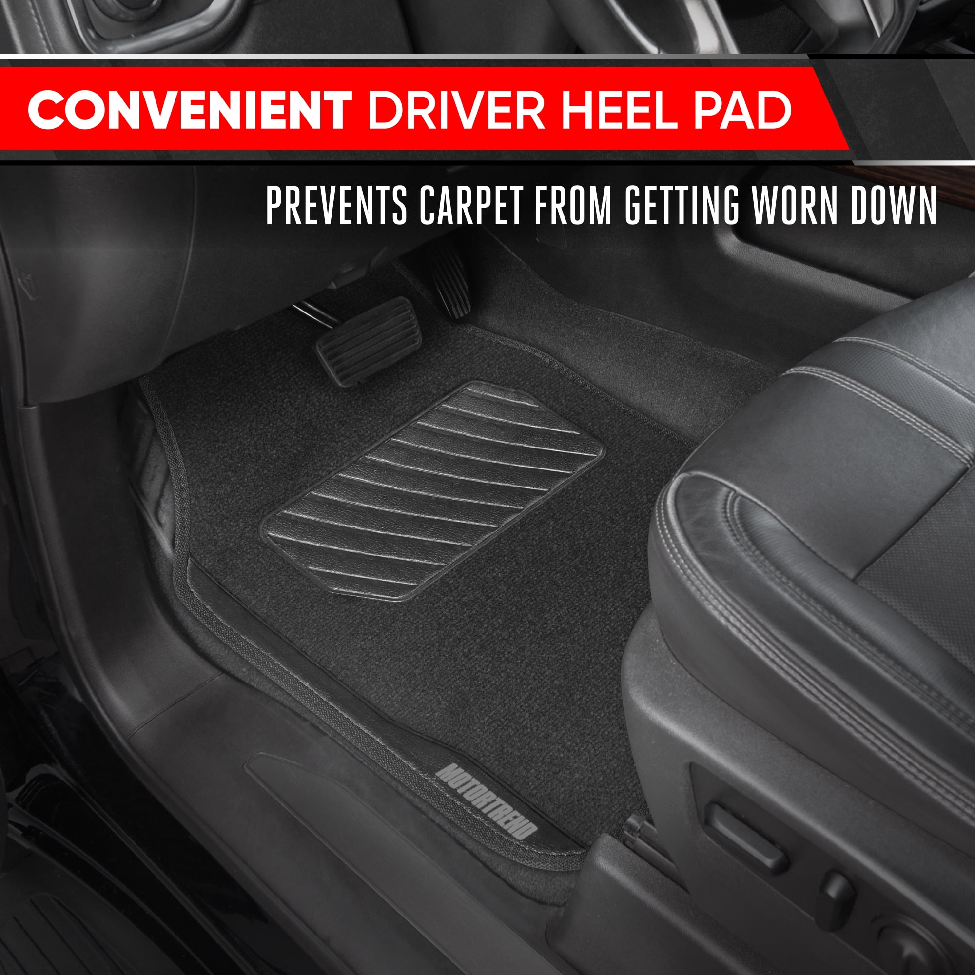 MotorTrend SpeedSeries Carpet Car Floor Mats Set - Universal Fit for Cars, Trucks, SUVs, Vans - Set of 4, Black Car Mats Car Carpet Mats