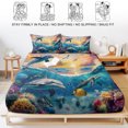 thumbnail image 5 of Queen Size Fitted Sheet Set - Blue Coastal 3 Piece Bedding Sets 16" Deep Pocket Fitted Sheet with 2 Pillowcases, Dolphin Summer Beach Nautical Ocean Brushed Microfiber Hotel Luxury Bed Sheets, 5 of 9