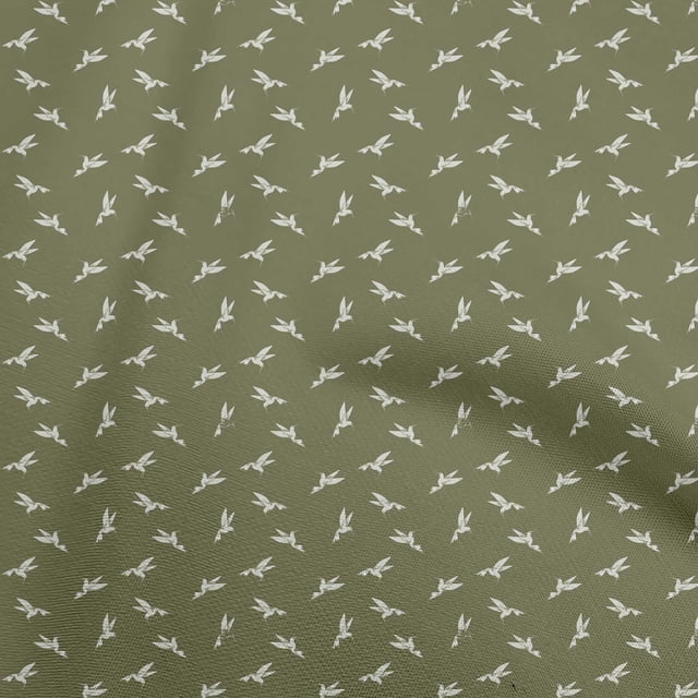 oneOone Rayon Olive Green Fabric Bird Craft Projects Decor Fabric Printed By The Yard 56 Inch Wide