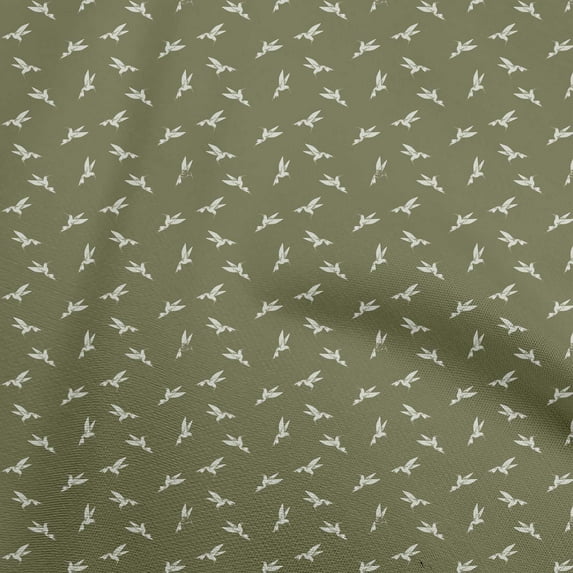 oneOone Cotton Jersey Olive Green Fabric Bird Craft Projects Decor Fabric Printed By The Yard 58 Inch Wide