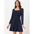 thumbnail image 3 of DARING DIVA Scoop Neck Beaded High Waist Flared Dress XL Dark Blue, 3 of 6