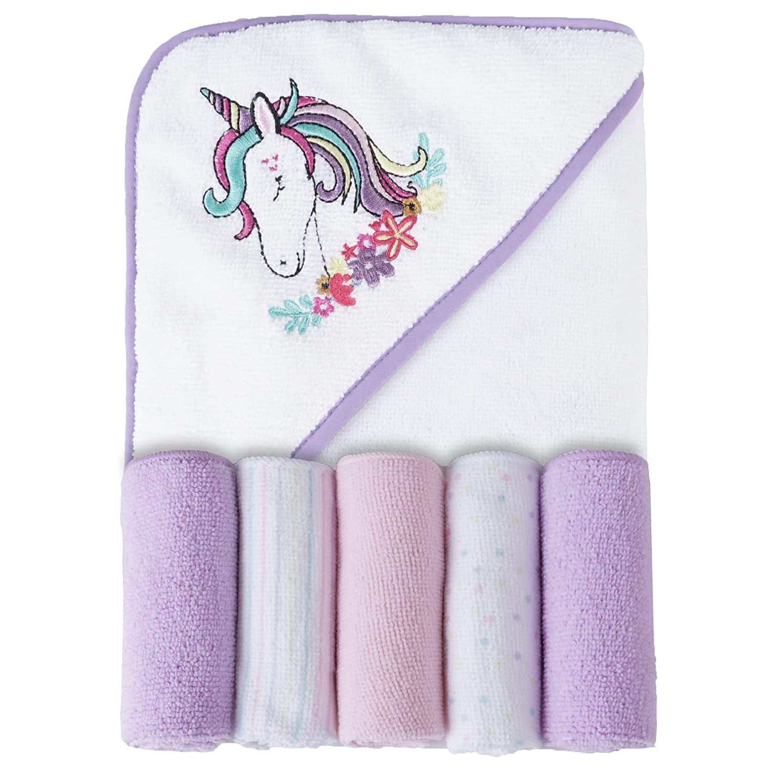 Viviland Baby Towels and Washcloths, Soft Absorbent Baby Girl Bath