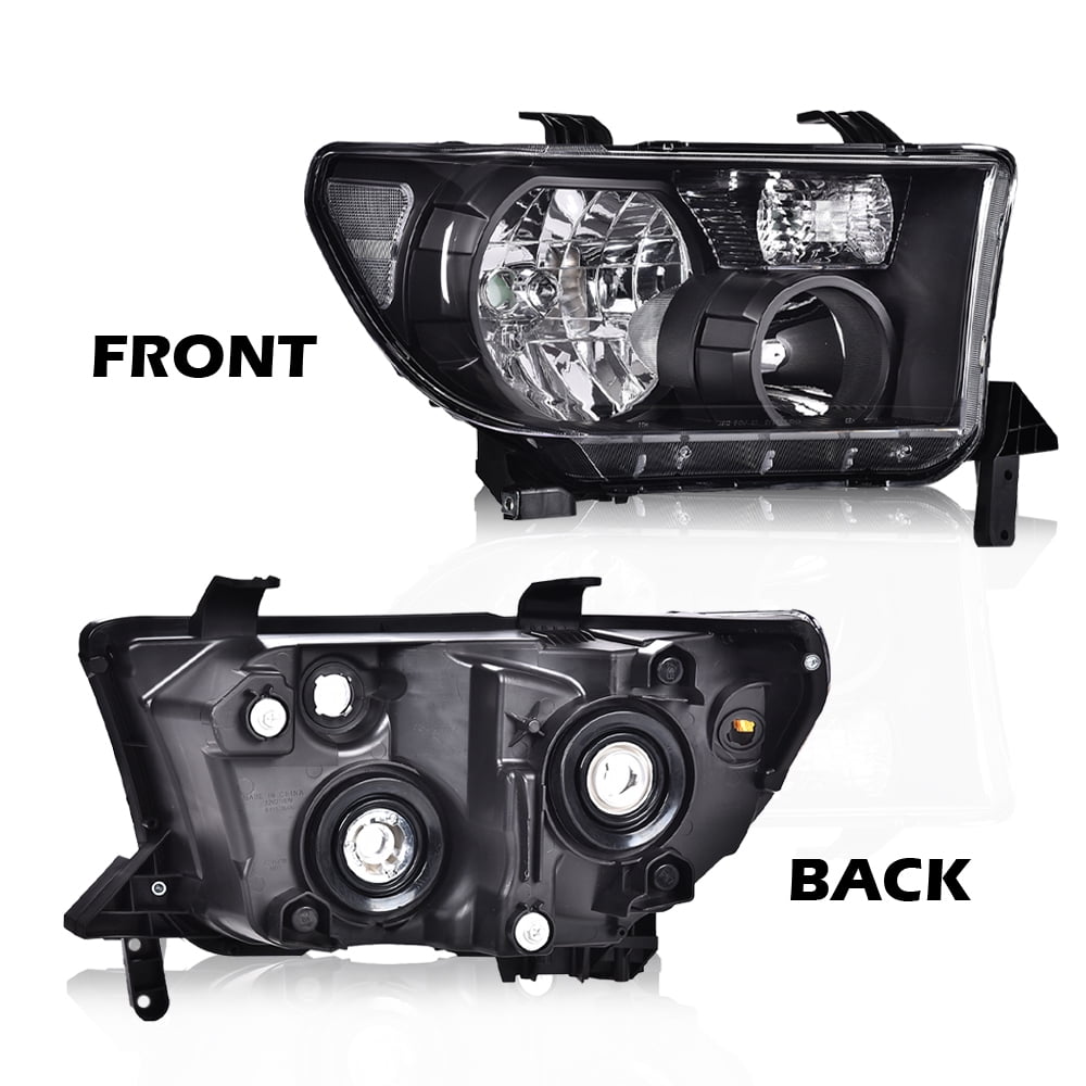 CROSSDESIGN 2x Factory Style Headlights Fit for Toyota Tundra 2007-2013/Sequoia 2008-2017