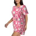 thumbnail image 2 of Kdxio Pink Christmas Cheer Print Pajamas Sets for Women Short-Sleeved Pjs with Lounge Shorts Two Piece Sleepwear S-4XL, 2 of 5