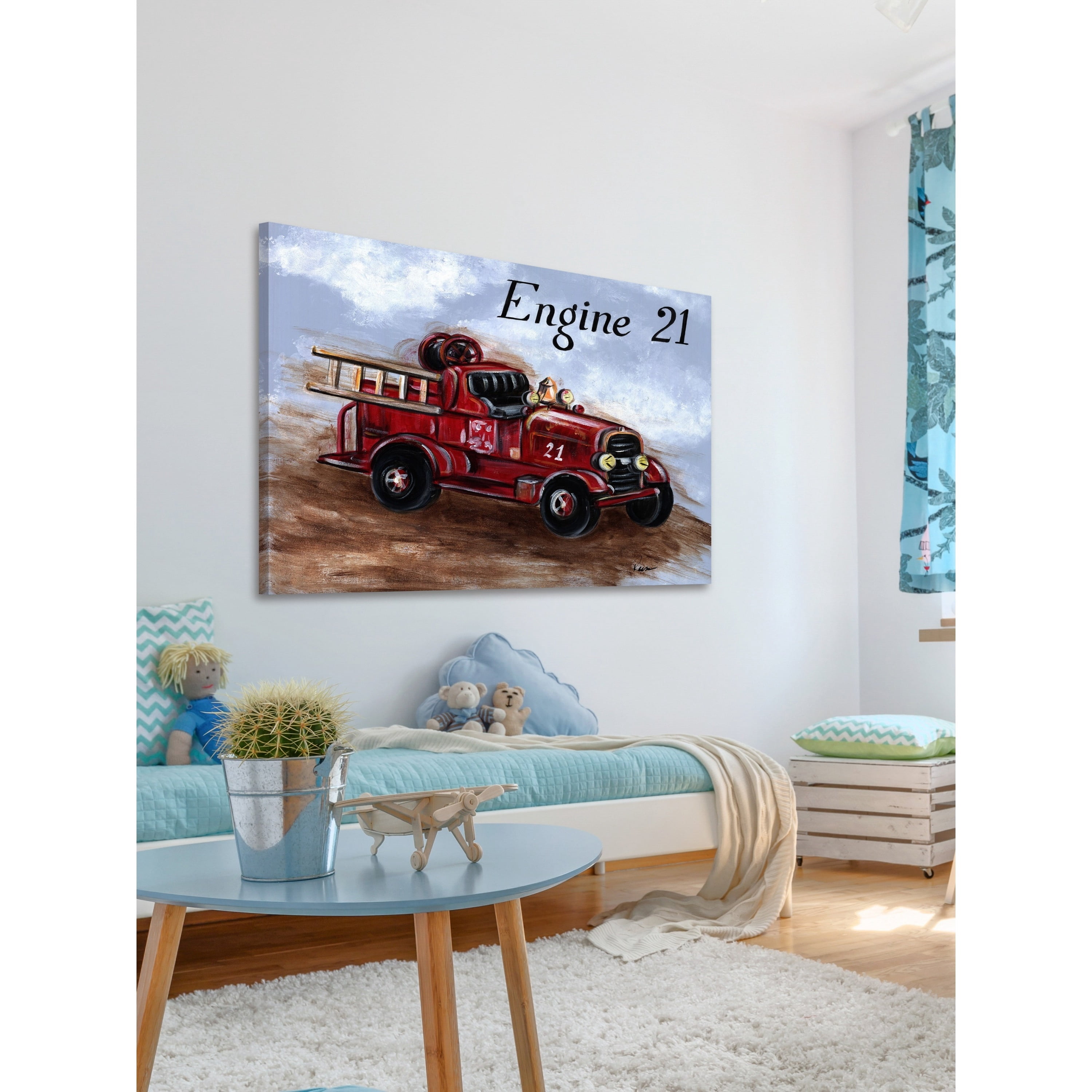 Marmont Hill "Fire Engine" by Reesa Qualia Painting Print on Wrapped Canvas