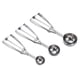 thumbnail image 1 of Uxcell Juego de cucharas para helado, 3 piezas de 1 oz/2 oz/3 oz, cuchara de acero inoxidable con gatillo, plateado, 1 of 5