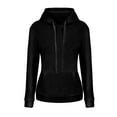 thumbnail image 3 of LUXUR Women Sweatshirt Pocket Hoodies Drawstring Hooded Tops Warm Pullover Solid Color Black M, 3 of 6