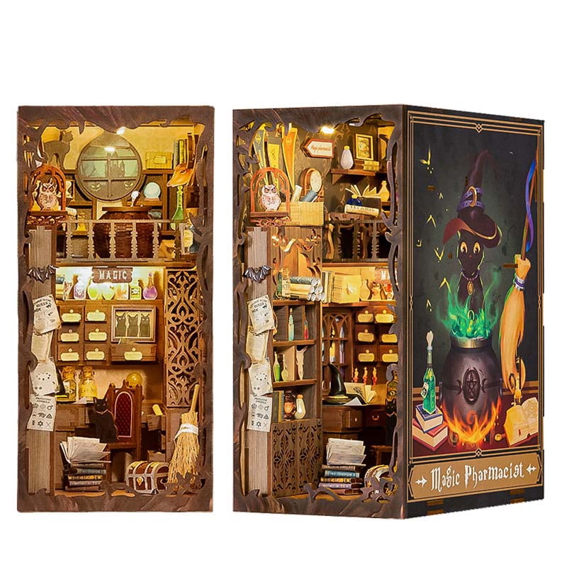 Tradeopia Puzzle en bois 3D – Kit DIY Pharmacien Magique Bibliothèque Miniature