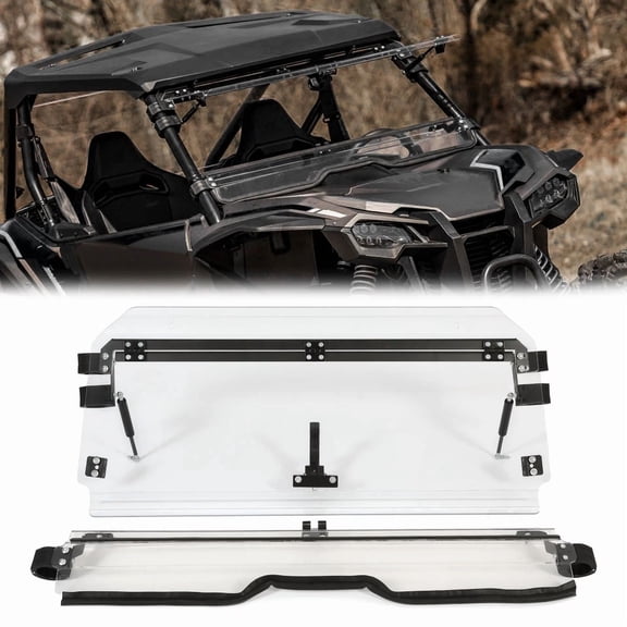 Kojem Front Flip Clear Windshield for 2019 Honda Talon 1000X / 1000R 2020 Honda Talon 1000X-4 Open Vented Closed 2-IN-1 Scratch Resistant Fold Down Windscreen Gas Spring Included