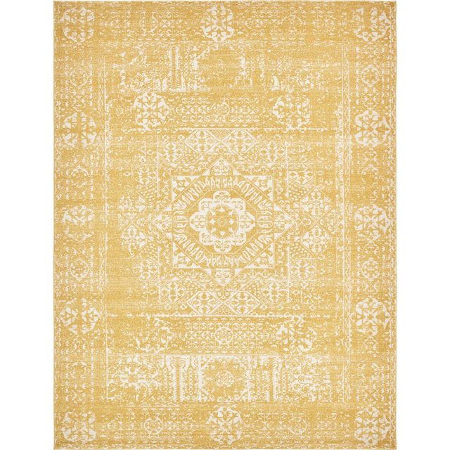 Unique Loom Tapis en Détresse Classique 9' x 12' Rectangle Jaune/ivoire