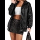 thumbnail image 2 of Chaqueta de Sintético para Mujer, Abrigos de Motociclista Extragrandes, Moda Otoño 2025, Ropa de Invierno Negro M, 2 of 7