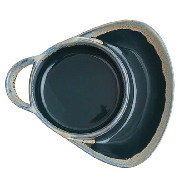Retro Ceramic Soup and Sandwich Plate Combo with Handle Stoneware Bowls Set Easy Clean Tableware for Breakfast Dining