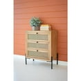 thumbnail image 4 of Kalalou Inc Wood Bedside Table With Three Woven Cane Drawers, 4 of 6