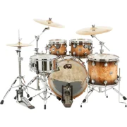 DW SSC Collector's Series 4-Piece Exotic Maple Shell Pack With 22 Bass Drum and Chrome Hardware Quick Candy Burst Mappa Burl
