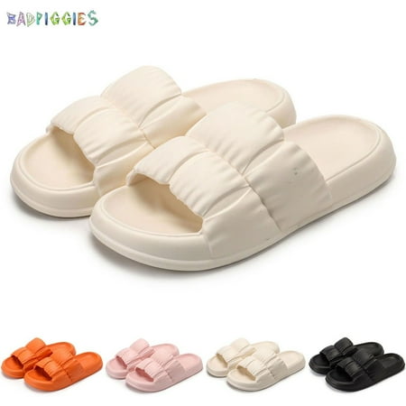 

BadPiggies Non-Slip Pillow Slippers Clouds Slides for Women Men Cozy Open Toe Sandals Quick Dry House Shoes for Indoor Outdoor