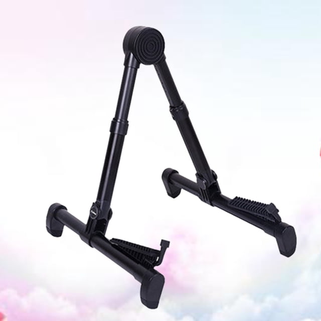 unbranded Soporte Para Guitarra Plegable Negro Soporte Duradero Portátil Para Guitarra Acústica Eléctrica Y Bajo