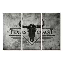 Elephant Stock Texas Coast Typography Wall Art - Horizontal Multi Panel Canvas - Living Room Wall Decor - Decor Elements Multi Panel - Gray And Black Decor - 23" x 14"