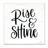 Stupell Industries Rise & Shine Calligraphy Script Rustic Birch Pattern Graphic Art Unframed Art Print Wall Art, Design by Imperfect Dust
