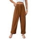 thumbnail image 1 of Pantalones Casuales De Cintura Alta Pantalones De Pierna Recta De Color Liso De Moda para Mujer con Bolsillo para Trabajo De Oficina Marrón Oscuro XL, 1 of 8