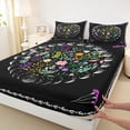 thumbnail image 3 of Homewish Kawaii Daisy Flower Queen Sheet Sets,Boho Bohemain Theme Flat Sheet,Colorful Floral Leaves Queen Fitted Sheet For Kids,Breathable Home Decor,4pcs, 3 of 7