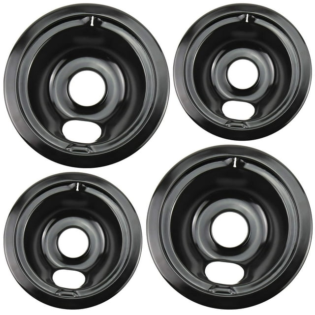 Blutoget Wb31M20 Wb31M19 Bandejas De Goteo De Porcelana - Compatible Con Placa De Cocina Ge Hotpoint - Incluye 2 Bandejas De Goteo Negras De 6 Pulgadas Y 2 De 8 Pulgadas - Paquete De 4 (Porcelana Negr