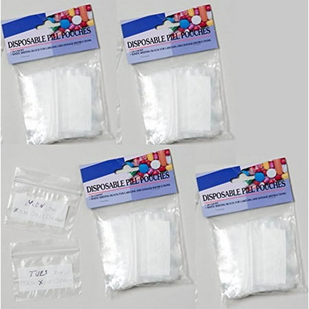 Set of 200 Disposable Plastic Pill Bags 3&quot; x 2&quot; With White Writing Block Area for Easy Labeling ...