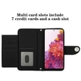 thumbnail image 2 of Elegant PU Leather Wallet Case for Samsung Galaxy S20 FE with Wrist Strap, Women Girls Shockproof Kickstand Magnetic Closure Card Slots Rugged Phone Case Cover for Samsung Galaxy S20 FE, Black, 2 of 7