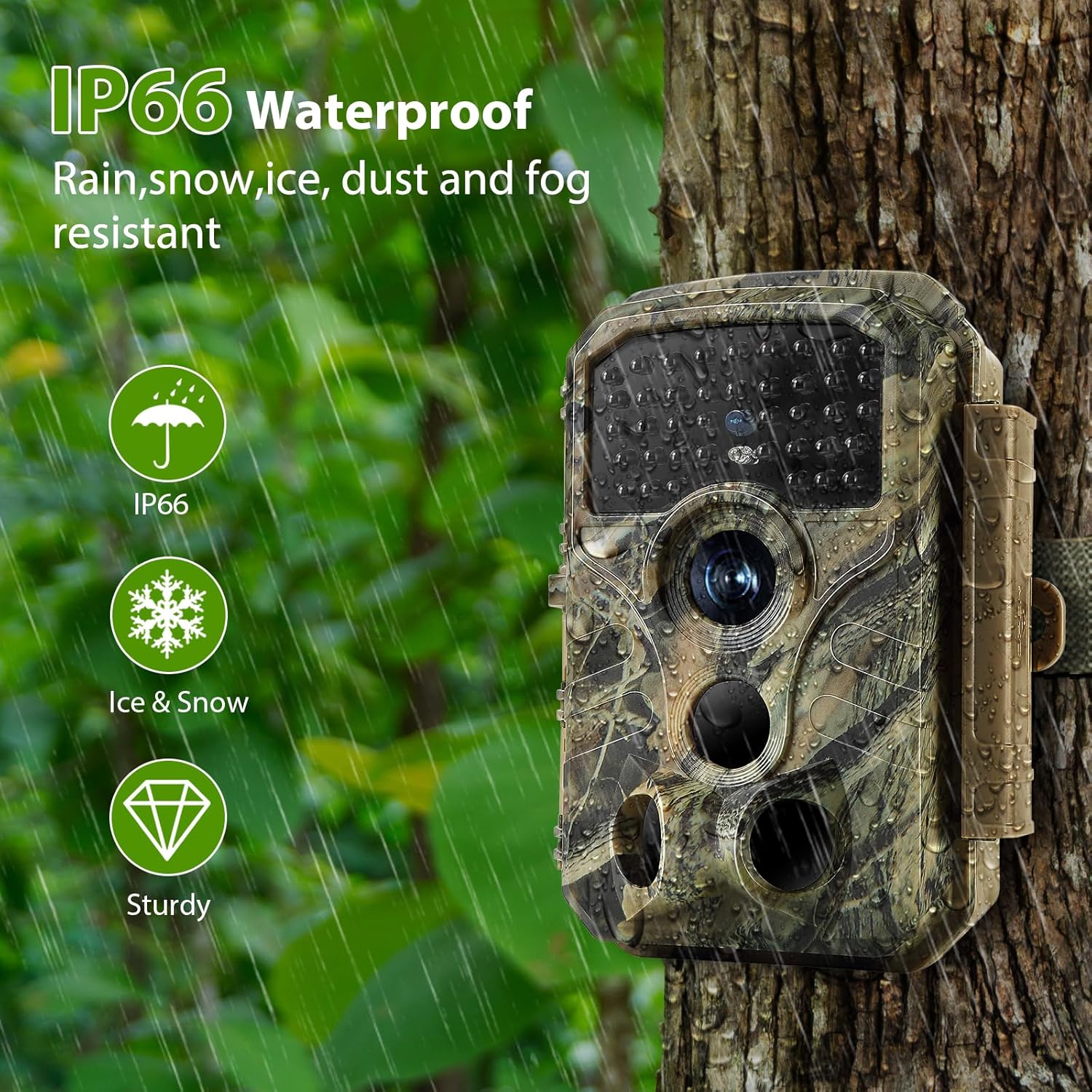 Trail Camera Game Hunting Cam 32MP Image 1296P Time Lapse Motion Activated Night Vision for Outdoor Security Wildlife Watching Obervation