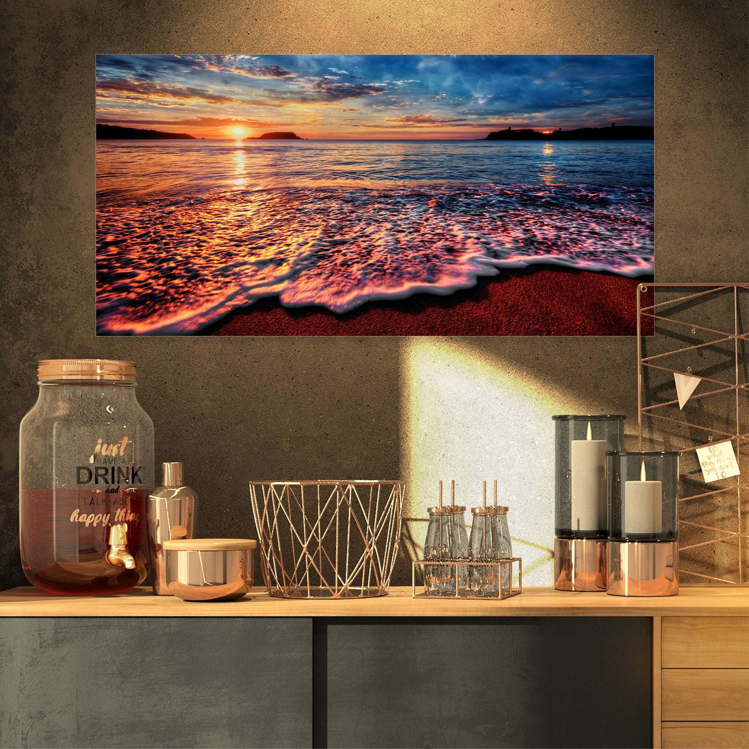 Designart Peaceful Evening Beach View Canvas Wall Art
