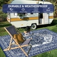 thumbnail image 6 of Twister.CK Patio Outdoor Rug, 8' x 10' Waterproof Reversible Plastic Straw Rugs, Outside Carpet RV Mat for Patio Camp Balcony Deck Picnic, Dark Blue & White, 6 of 9