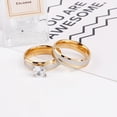 thumbnail image 3 of Two Tone Brushed Stainless Steel Rings, Real Gold Plated Pair, Natural Style Metal Rings for Couples, 3 of 4
