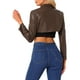 thumbnail image 3 of Chaqueta recortada de manga larga con cremallera y cuello alzado de cuero sintético para mujer INSPIRE CHIC XS Marrón, 3 of 6