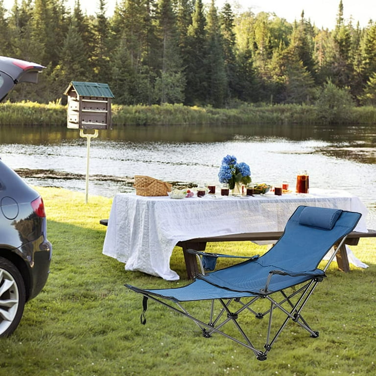 Free Shipping GVDV Camping Lounge Chair Portable Reclining Camping Chair Folding Camping Chair with Footrest Headrest Storage Bag 330lbs Weight Capacity Walmart