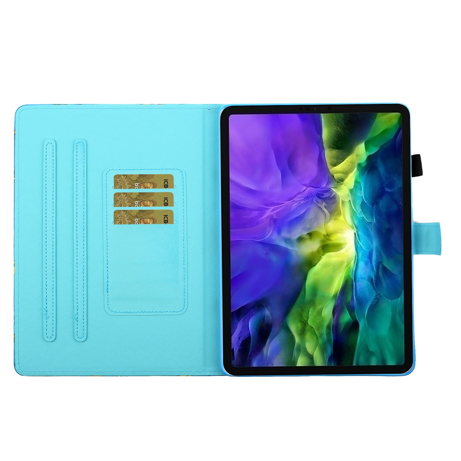 Allytechgroup Slim Fit Case for iPad Pro 11 M4 Case 2024 with Pencil Holder, PU Leather Shockproof Multi Angle Stand Pencil Holder Bumper Tablet Case for Apple iPad Pro 11 inch 2024, Blue Marble