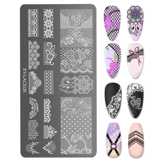 POYOGA 6Pcs Nail Art Stamping Plates Set for Creative Nail Decors Manicure Projects