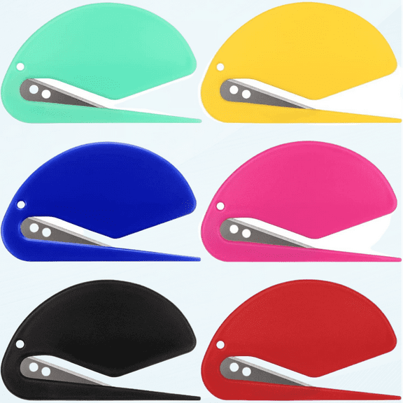 6 Pack Letter Opener Envelope Slitter Set Sharp and Efficient Open Envelopes with Ease (Black/Red/Yellow/Green/Rose/Blue)