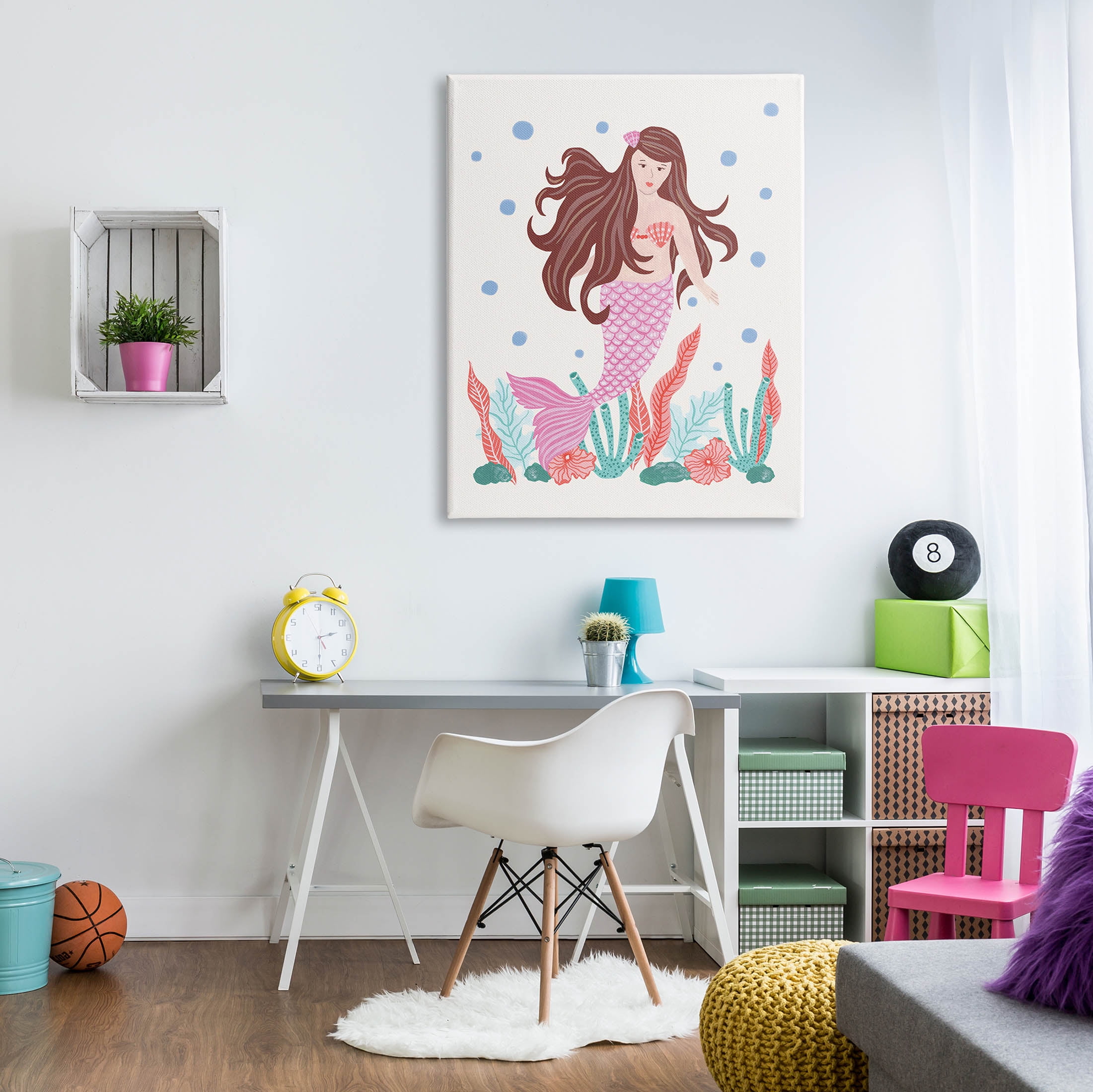 Stupell Industries Underwater Scene Mermaid Bubbles Graphic Art Gallery Wrapped Canvas Print Wall Art, Design by Aralma